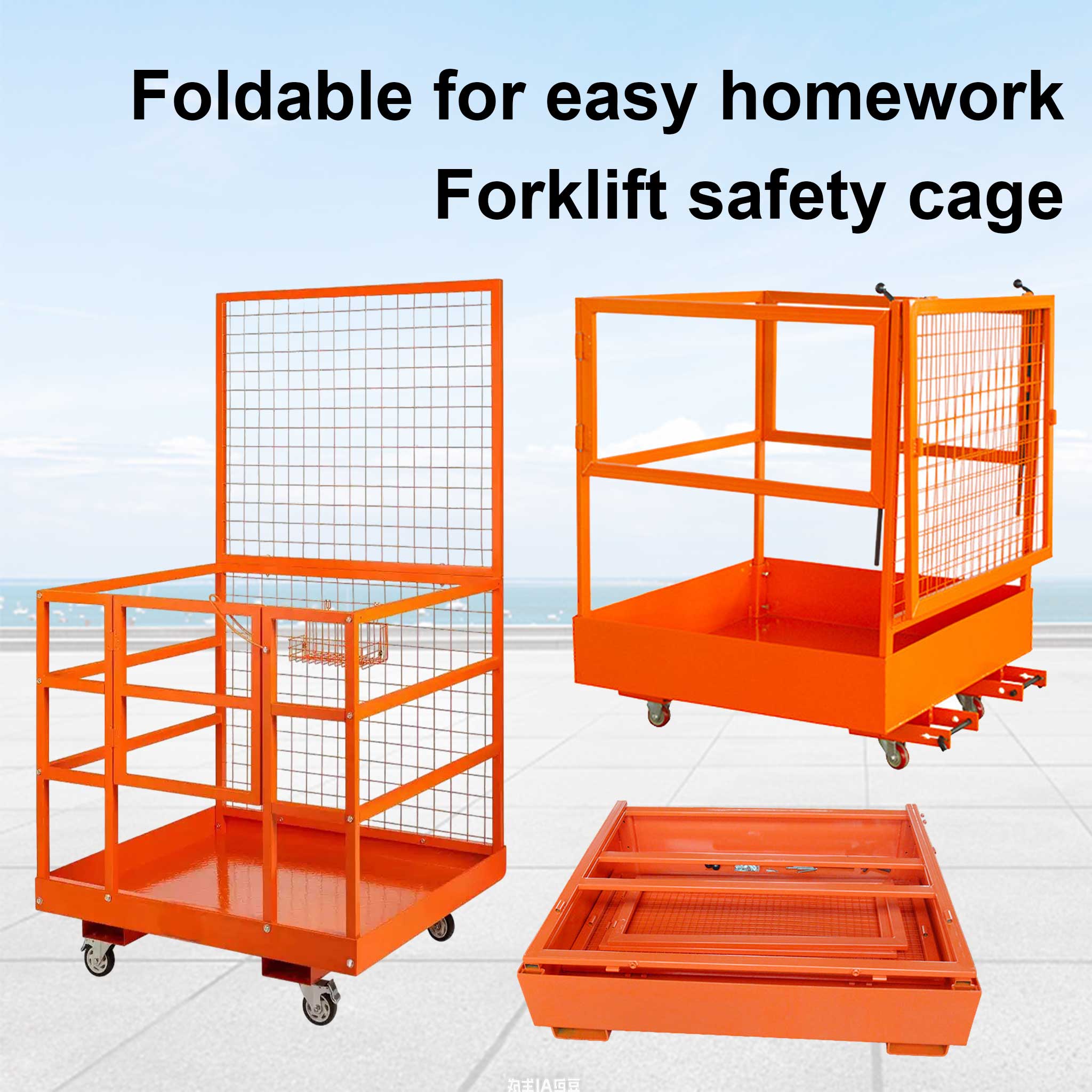 NOVAFORKLIFT OSHA-Compliant Forklift Work Platform Foldable Lifting Basket