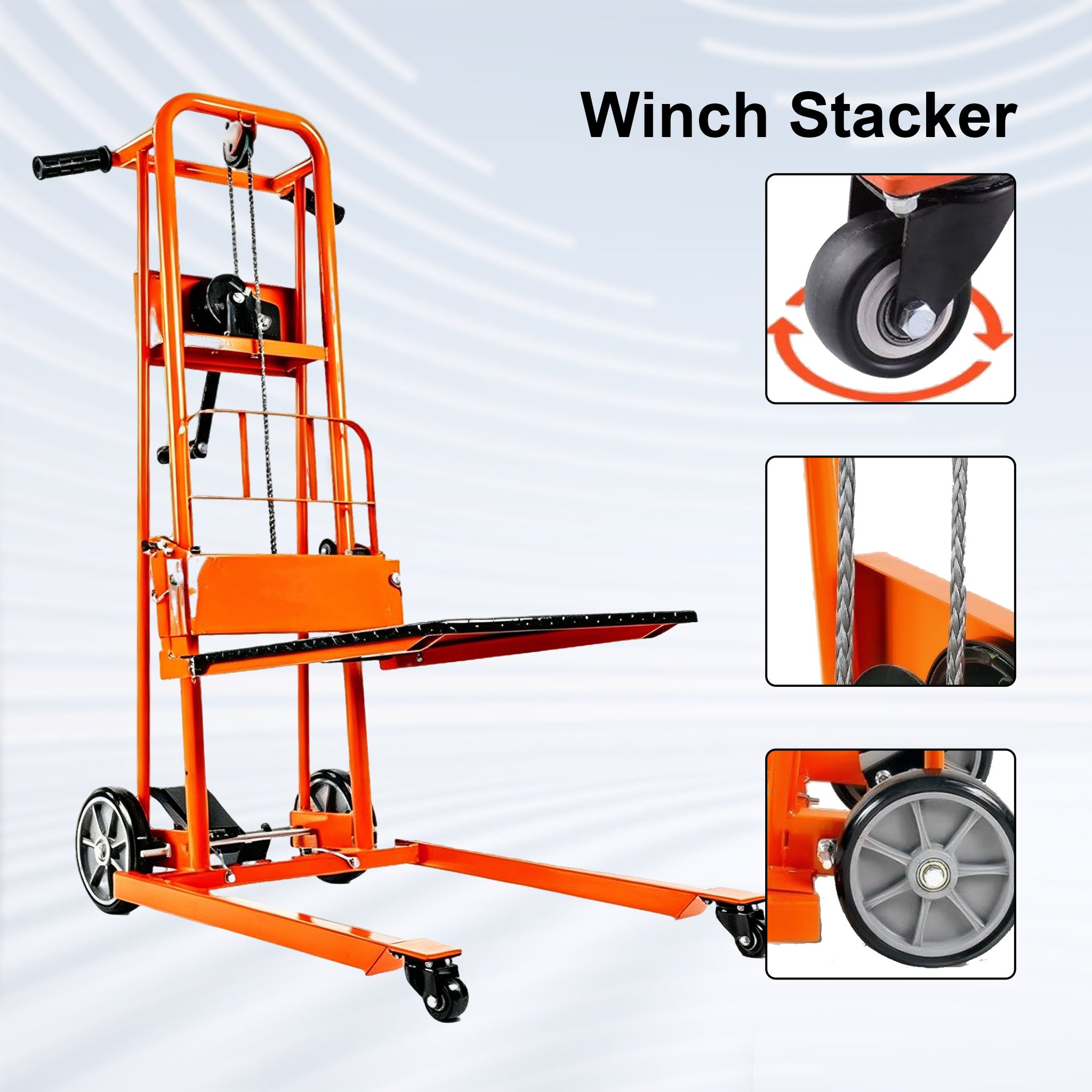 NovaFORKLIFT Winch Stacker | 440 lbs Capacity, Warehouse Lift