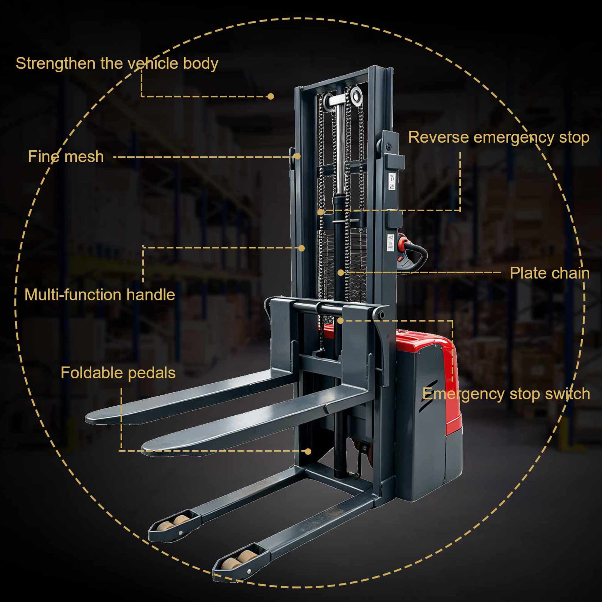 NovaFORKLIFT 3300lb warehouse narrow channel station driving electric stacker crane, electric stacker suitable for warehouse logistics, etc