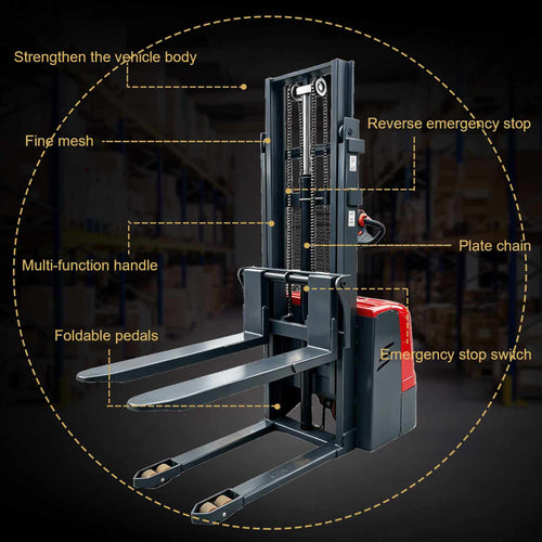 NovaFORKLIFT 3300lb warehouse narrow channel station driving electric stacker crane, electric stacker suitable for warehouse logistics, etc