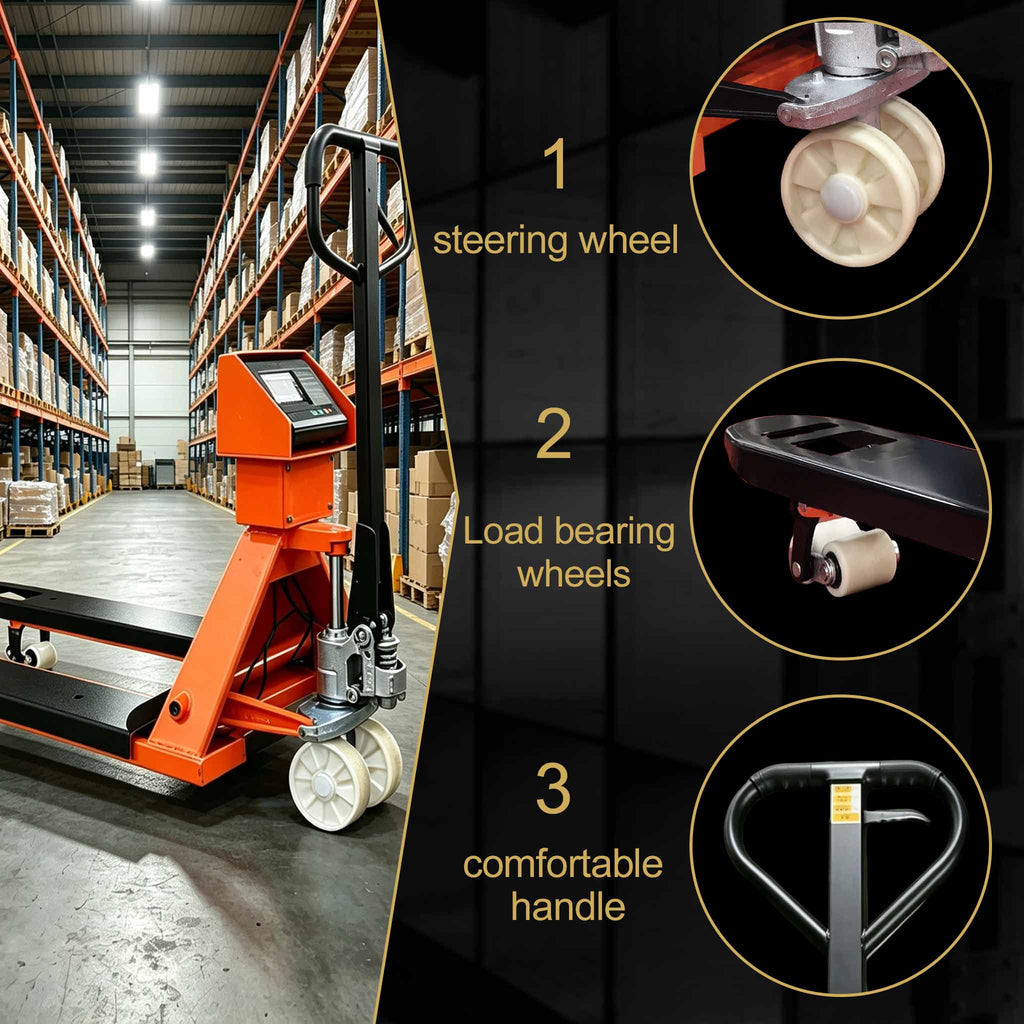 NovaFORKLIFT 6600 lbs Weighing Pallet Truck Heavy-Duty Digital Scale Hand Pallet Jack with LCD Display