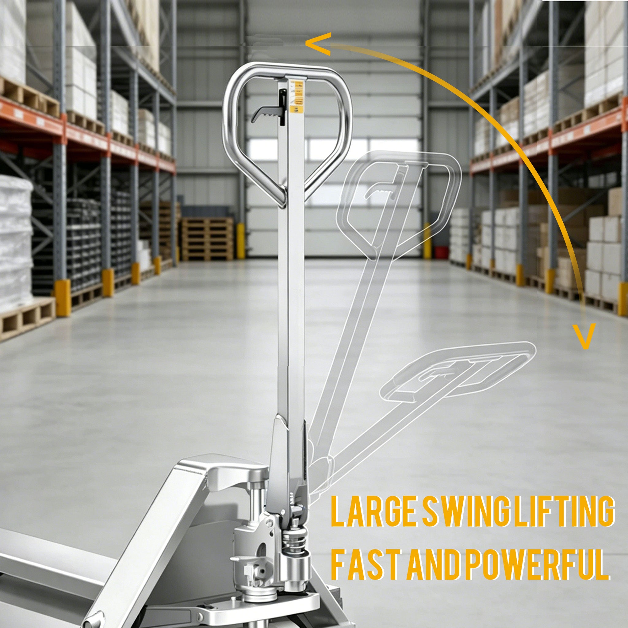 NOVAFORKLIFT 5500 pound stainless steel hand pallet jack, Heavy Duty Hydraulic Manual Truck, corrosion-resistant and rust proof, suitable for cold storage and refrigerated warehouses, commercial kitchens, and catering industries