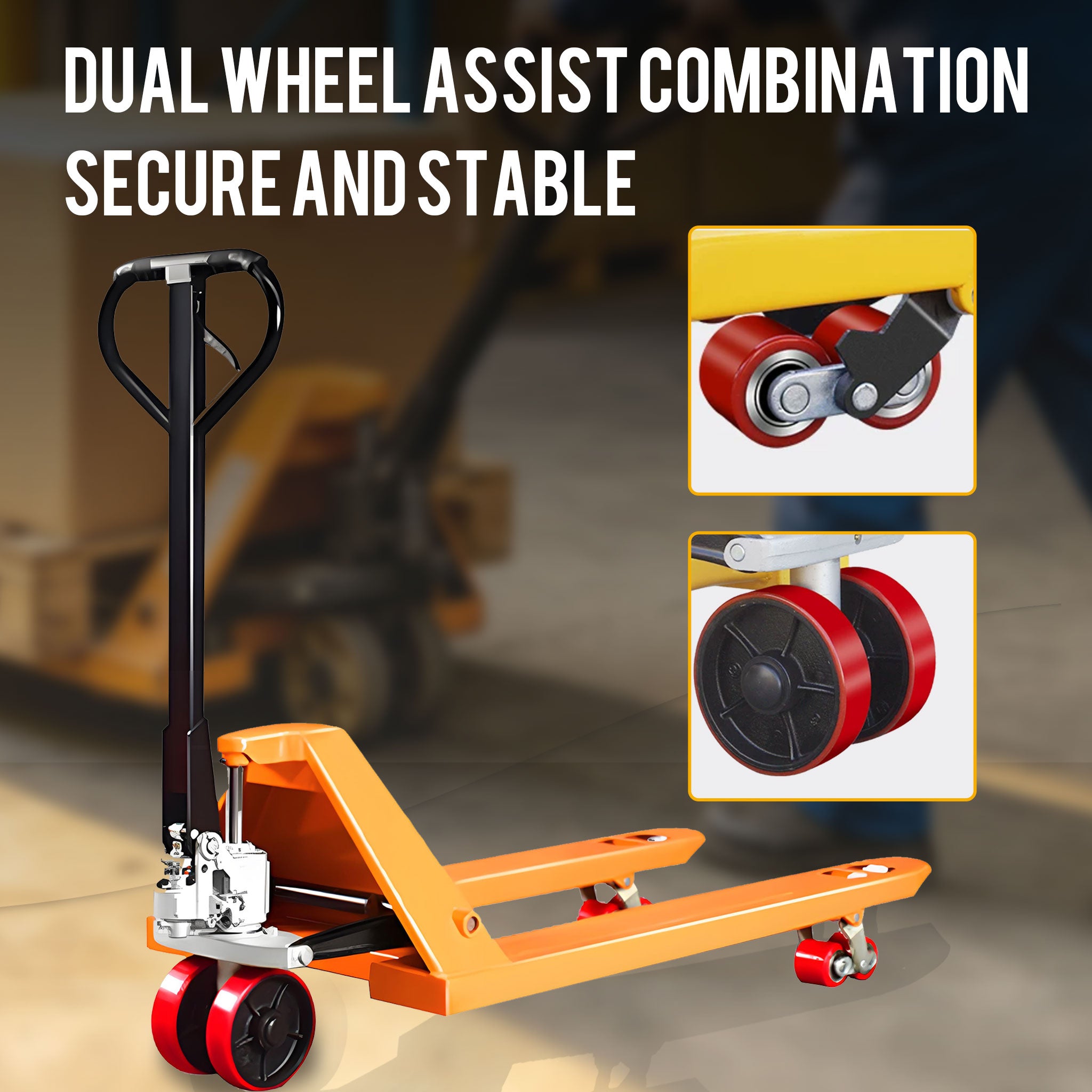 NOVAFORKLIFT Hand Pallet Jack Rubber-Nylon Wheels Warehouse Factory Use