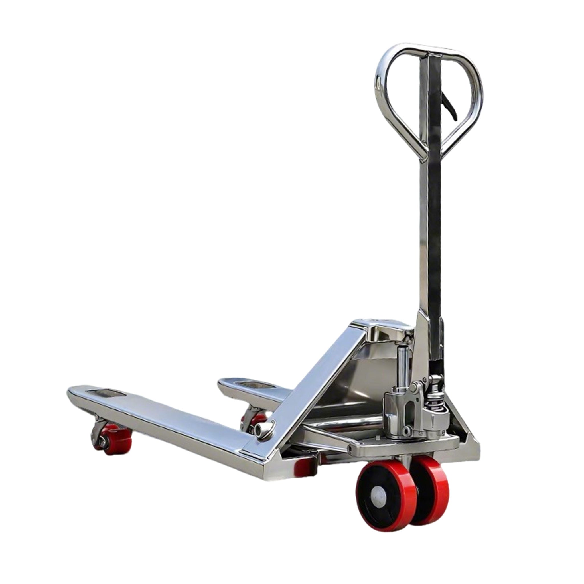 NOVAFORKLIFT stainless steel hydraulic pallet handling truck. Corrosion-resistant stainless steel pallet handling vehicle for refrigerated warehouses and the food industry