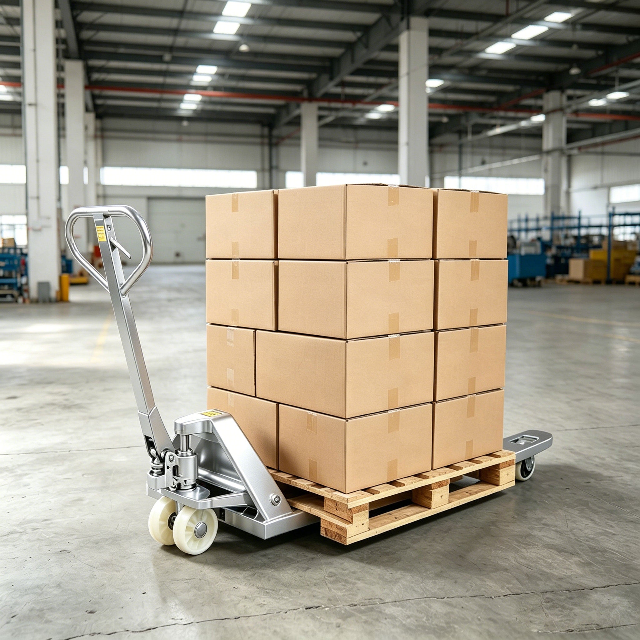 NOVAFORKLIFT 5500 pound stainless steel hand pallet jack, Heavy Duty Hydraulic Manual Truck, corrosion-resistant and rust proof, suitable for cold storage and refrigerated warehouses, commercial kitchens, and catering industries