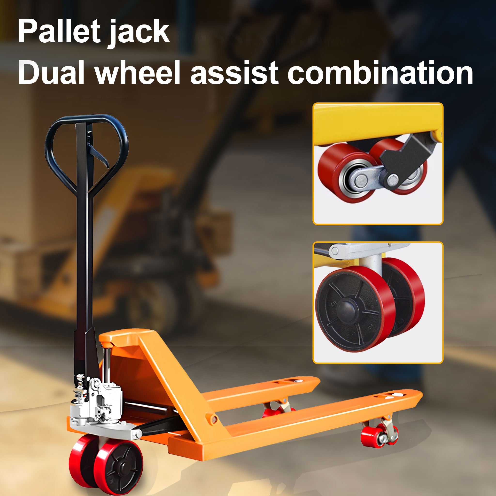 NOVAFORKLIFT Hand Pallet Jack Rubber-Nylon Wheels Warehouse Factory Use
