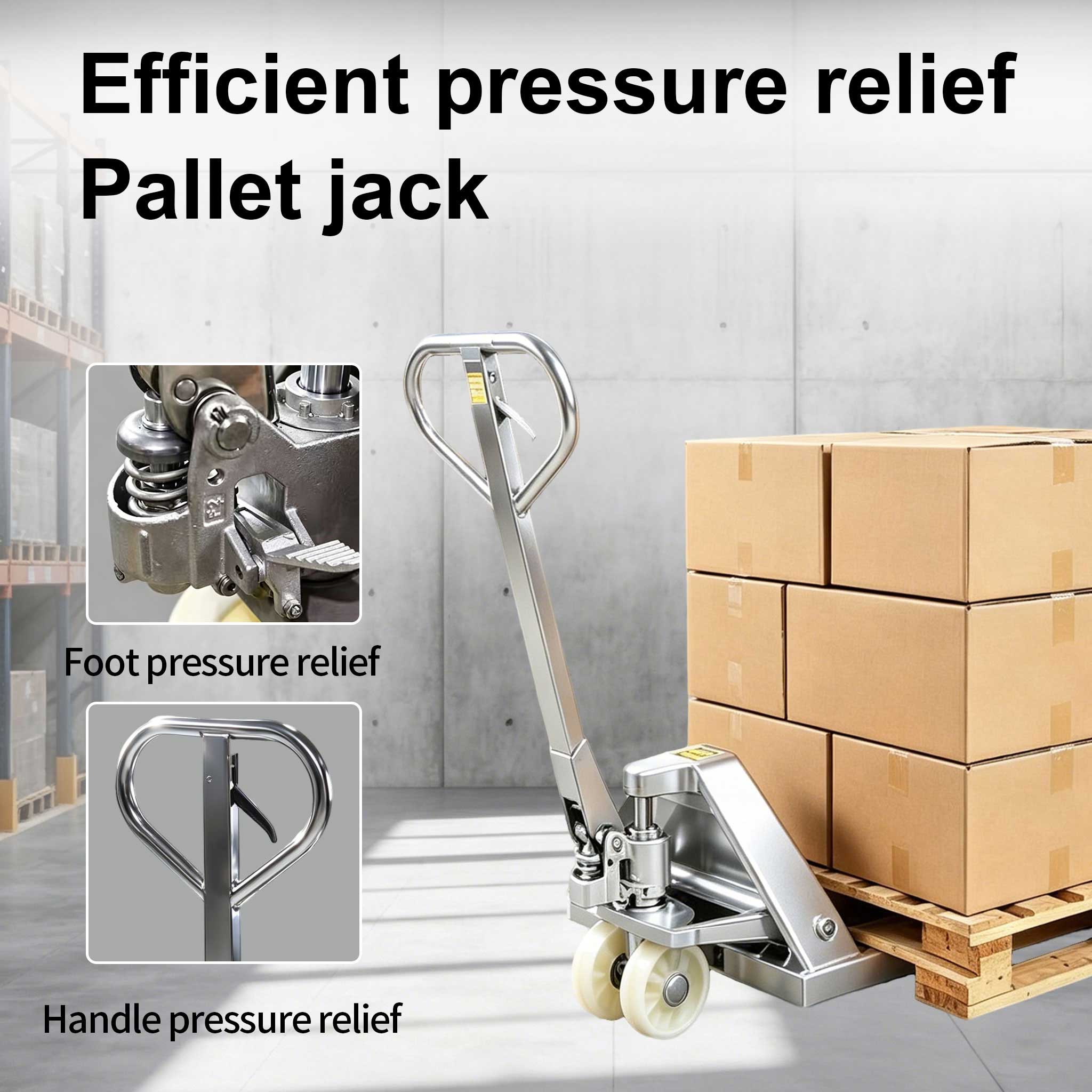 NOVAFORKLIFT 304 Stainless Steel Manual Pallet Truck for Food & Pharmaceutical Industry