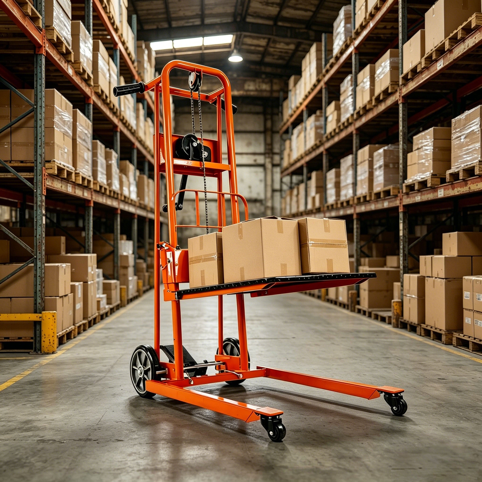 NovaFORKLIFT Winch Stacker | 440 lbs Capacity, Warehouse Lift