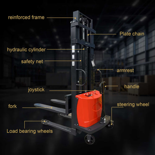 NovaFORKLIFT  3300 lbs Semi-Electric Stacker for Warehouse Material Handling