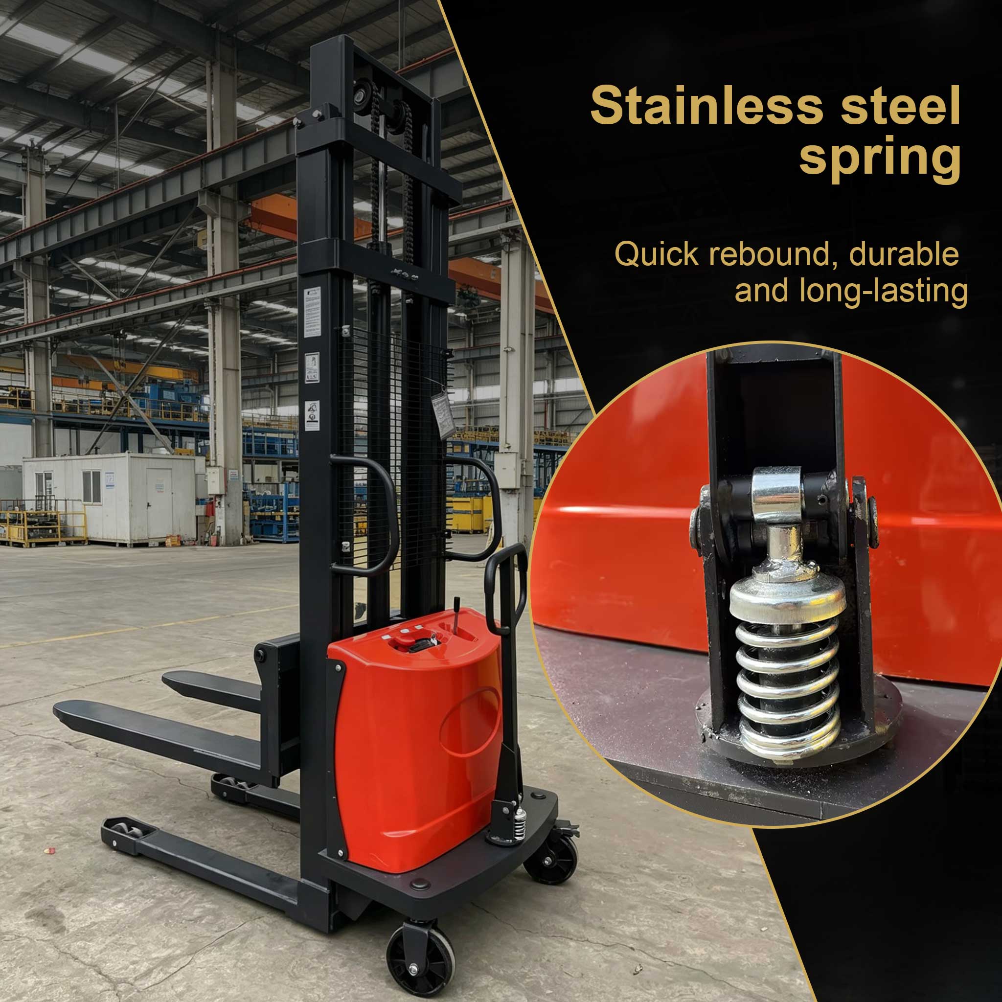 NovaFORKLIFT Semi-Electric Pallet Stacker 2200 lbs Pallet Lift Truck Suitable for warehouse logistics, warehousing and handling