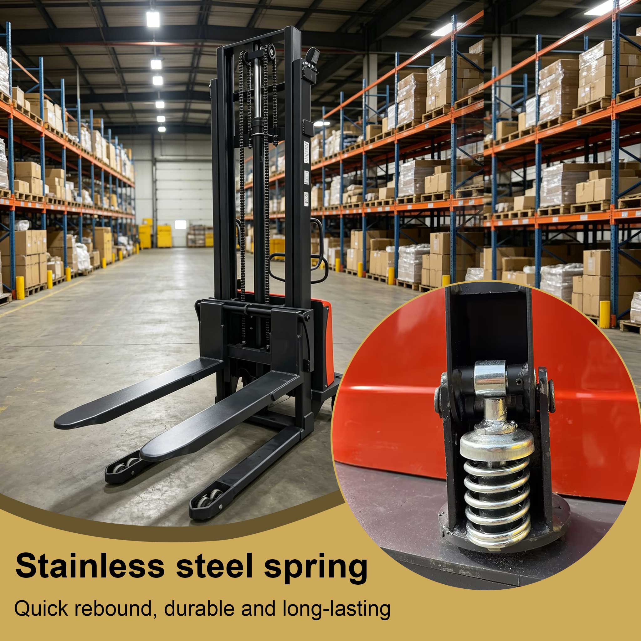 NovaFORKLIFT  3300 lbs Semi-Electric Stacker for Warehouse Material Handling