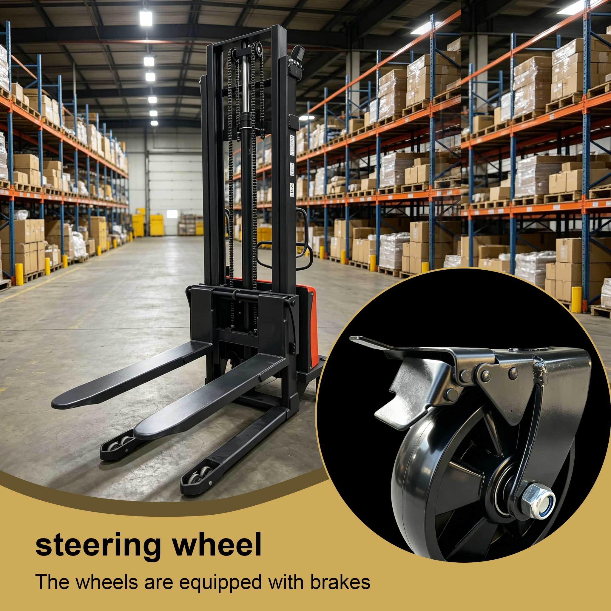 NovaFORKLIFT 4400 lbs Industrial Semi-Electric Stacker for Heavy-Duty Use