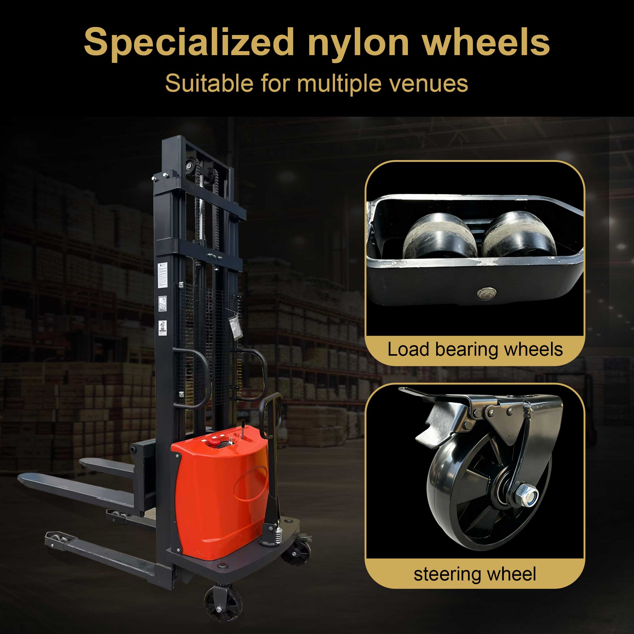 NovaFORKLIFT  3300 lbs Semi-Electric Stacker for Warehouse Material Handling
