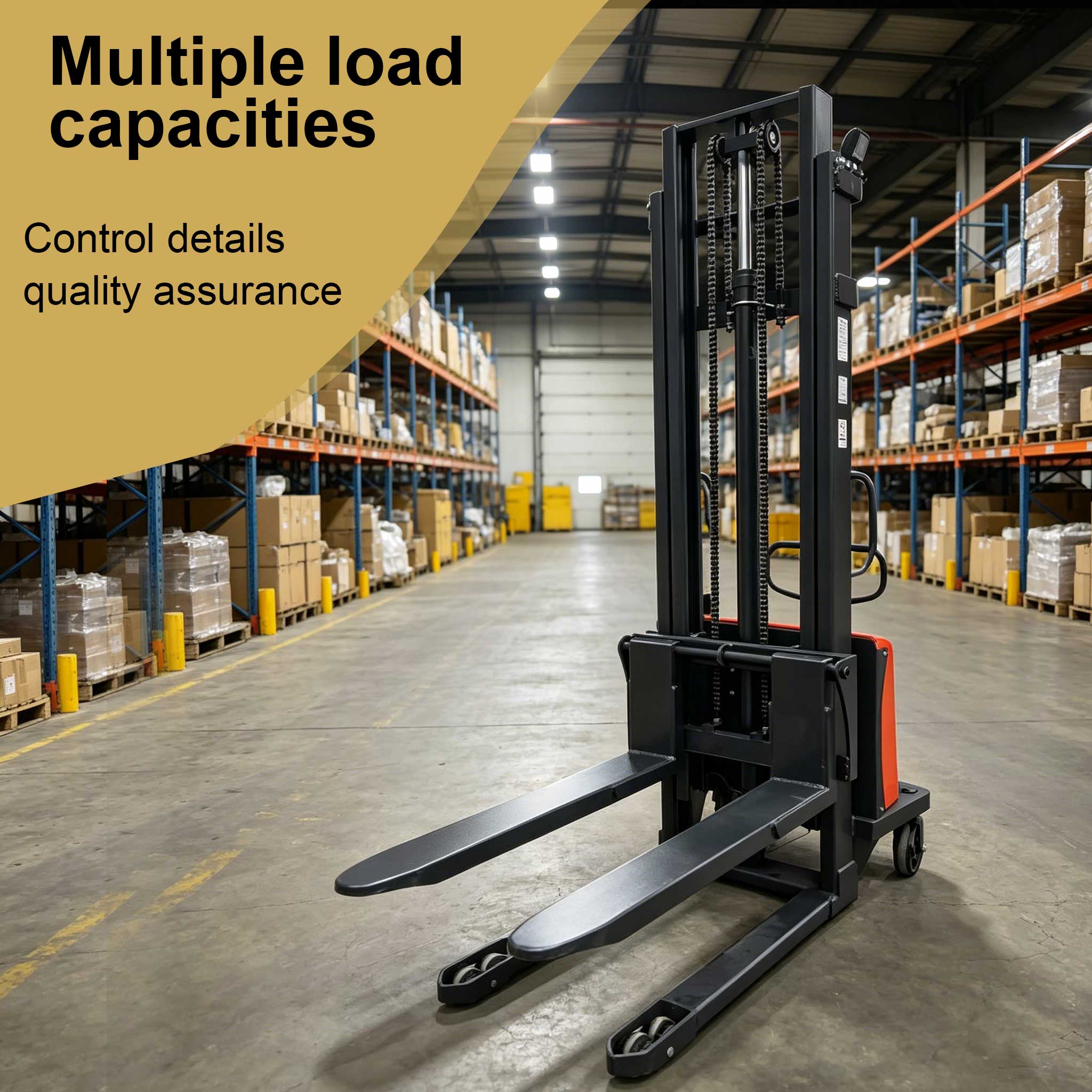 NovaFORKLIFT Semi-Electric Pallet Stacker 2200 lbs Pallet Lift Truck Suitable for warehouse logistics, warehousing and handling